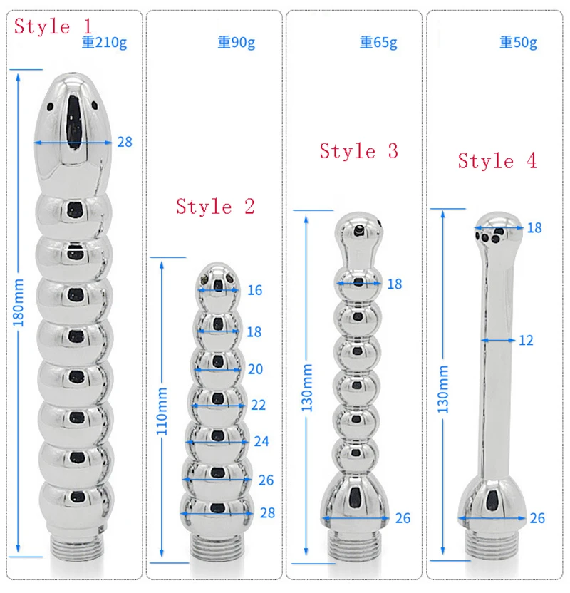 Metal Anal Douche Cleaner Shower Enema Bidet Faucets Vaginal Washing Nozzle Head Butt Plug Anus Dilator Sex Tools For Men Women