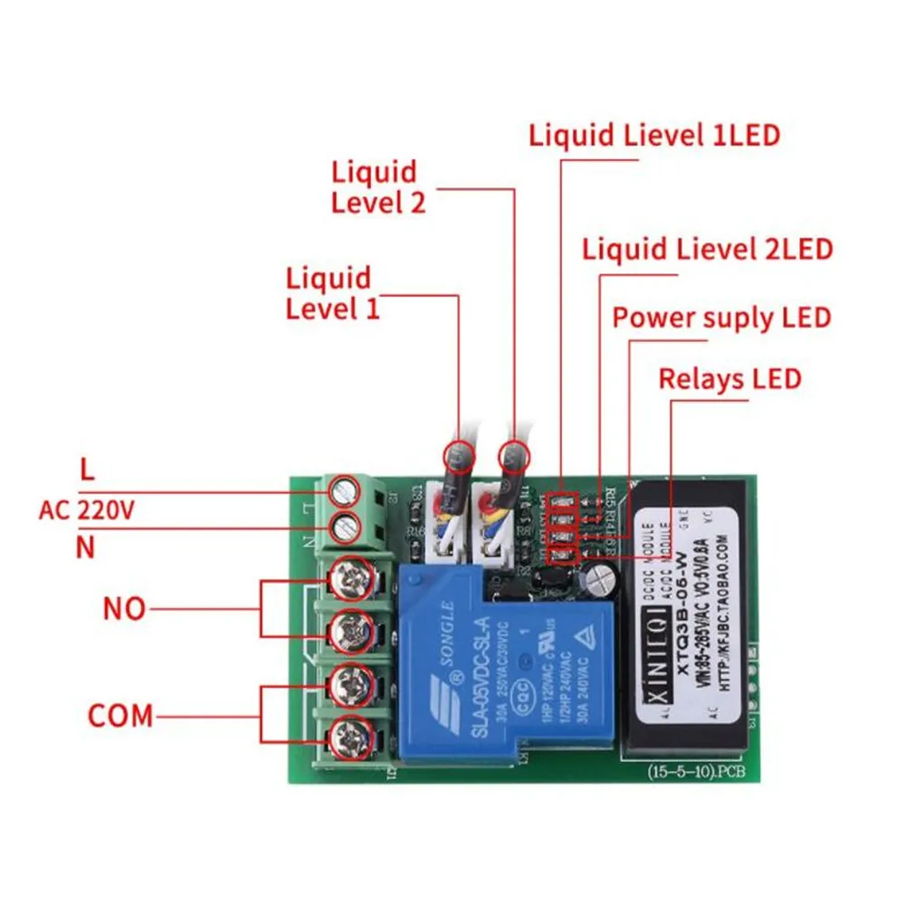 Taidacent Infared Liquid Float Dual Level Alarm Control Switch Water Tank Level Switch Sensor Water Level Relay Switch