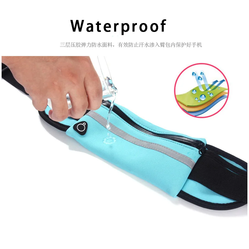 Riñonera impermeable para hombre y mujer, bolsa para correr con soporte de botella para maratón, trotar, llaves de teléfono, bolsa para correr