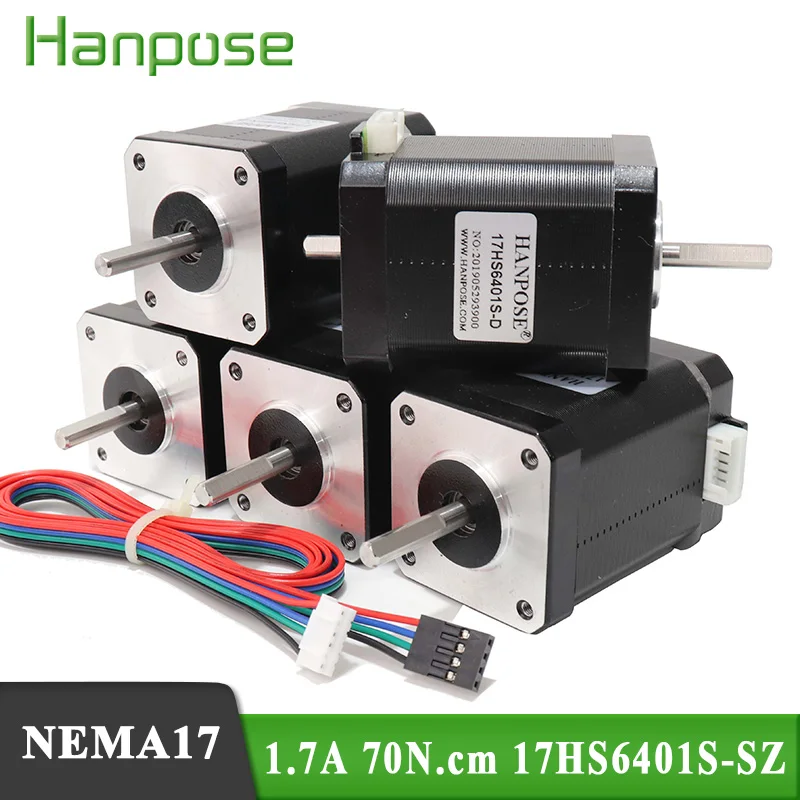 

5pcs 42 Series motor Nema17 Double Shaft Stepper Motor 12v 1.7A 70N.CM 4-lead 17HS6401S-SZ motor for CNC milling machine