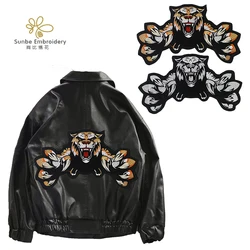 Tiger Embroidery Patches Rock Jacket Back Patches Applique Iron on Sticker Badges