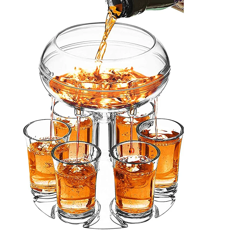 

Adjustable Shot Glass Dispenser and Holder Food Grade Plexiglass Shot Dispenser with 6 Drinking Glasses for Kinds of Parties