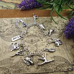 cheerleader Charm Bracelet cheer team work silver plated bracelet gift for girl /boy,party ,birthday gift