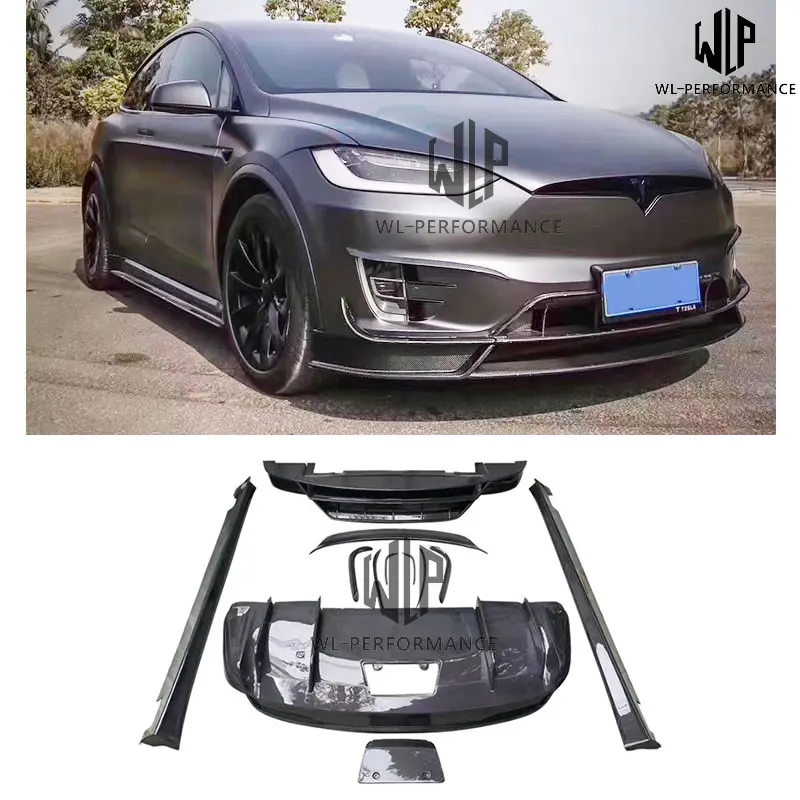 

Model X R sytle High quality Forging Textur Front lip Rear lip Side skirts Rear wings Air vents For Tesla MODEL X Body kit 16-17