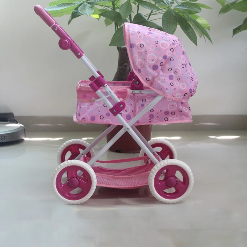 Large LuxuryBaby Stroller Pretend Play Simulation Toys Trolley Imitation  Baby Four Wheels Folding Doll Stroller - AliExpress 26