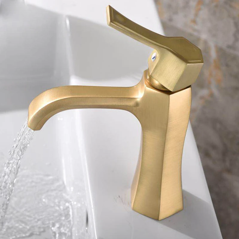 

Basin Faucet Brush Gold Bathroom Sink Faucet Single Handle Hole Faucet Basin Taps Grifo Lavabo Wash Hot and Cold Mixer Tap Crane