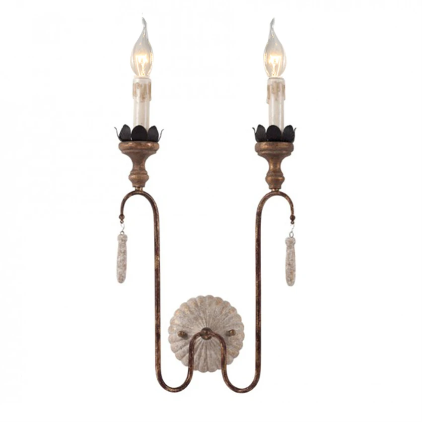 American retro iron candlestick wall lamps living room background jewelry vintage bedroom headlights long wall sconces lights