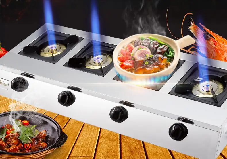 4/6/8 heads gas burners gas cooktops Clay Pot Furnace commercial Gas stove liquefied gas