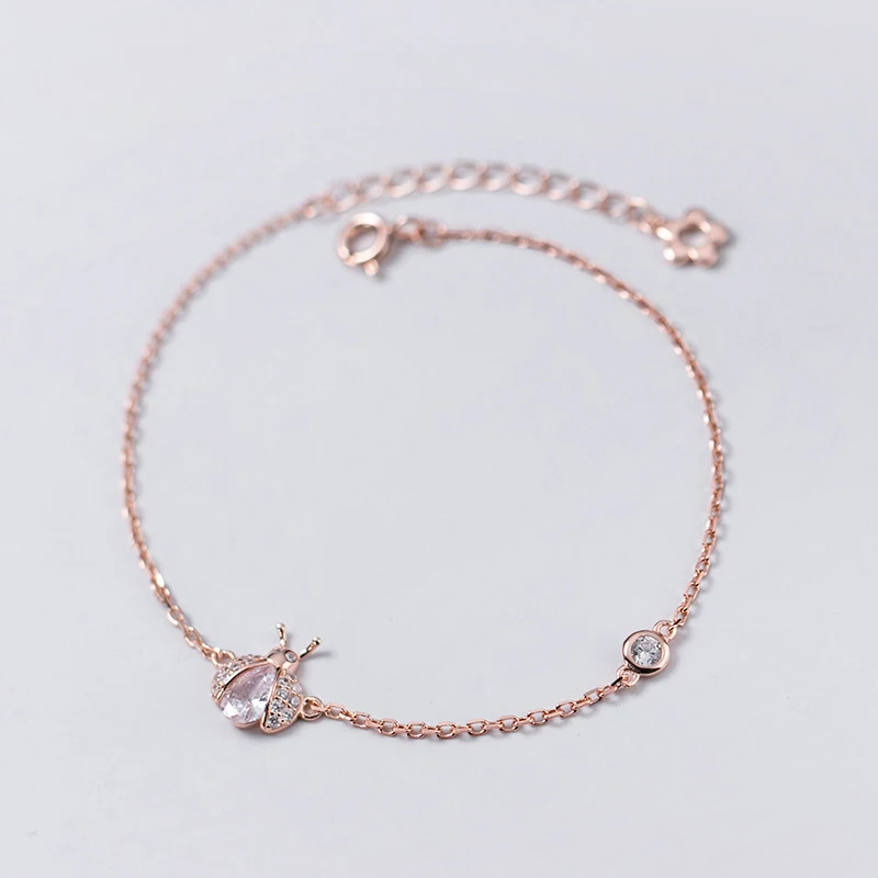 

2020 MIQIAO Sterling Bracelets Woman Silver 925 Korean Cute Zircon Ladybug Female On Hand Insect Fashion Jewelry Girl Gift New