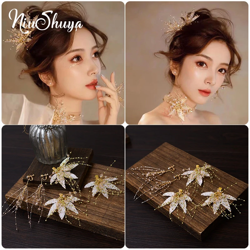 

NiuShuya Fashion Sweety Hair Pins Flowers Hairpins Bridal Hair Accessories Handmade Crystal Jewelry Hairwear