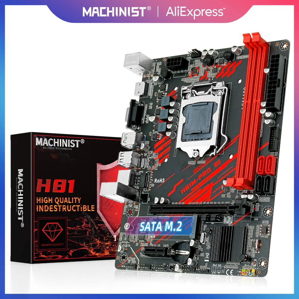 

MACHINIST H81 Motherboard LGA 1150 Support Core i3 i5 4690 CPU Processor DDR3 RAM Desktop Memory Sata M.2 Usb3.0 M ATX