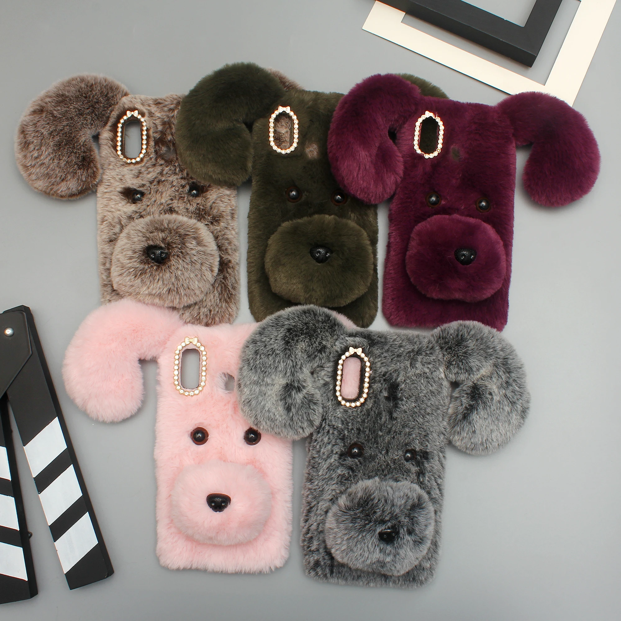 Cute Dog Fur Plush Phone Case Shockproof Warm Cover for iPhone XS Max XR X 14 13 12 11 Pro Max iPhone 5S 6 6S 7 8 Plus Phone