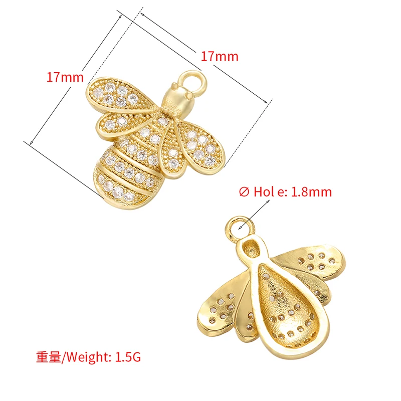 ZHUKOU Exquisite Crystal Bee Animal Pendant for Women\'s Necklace Earrings Jewelry Accessories model:VD525