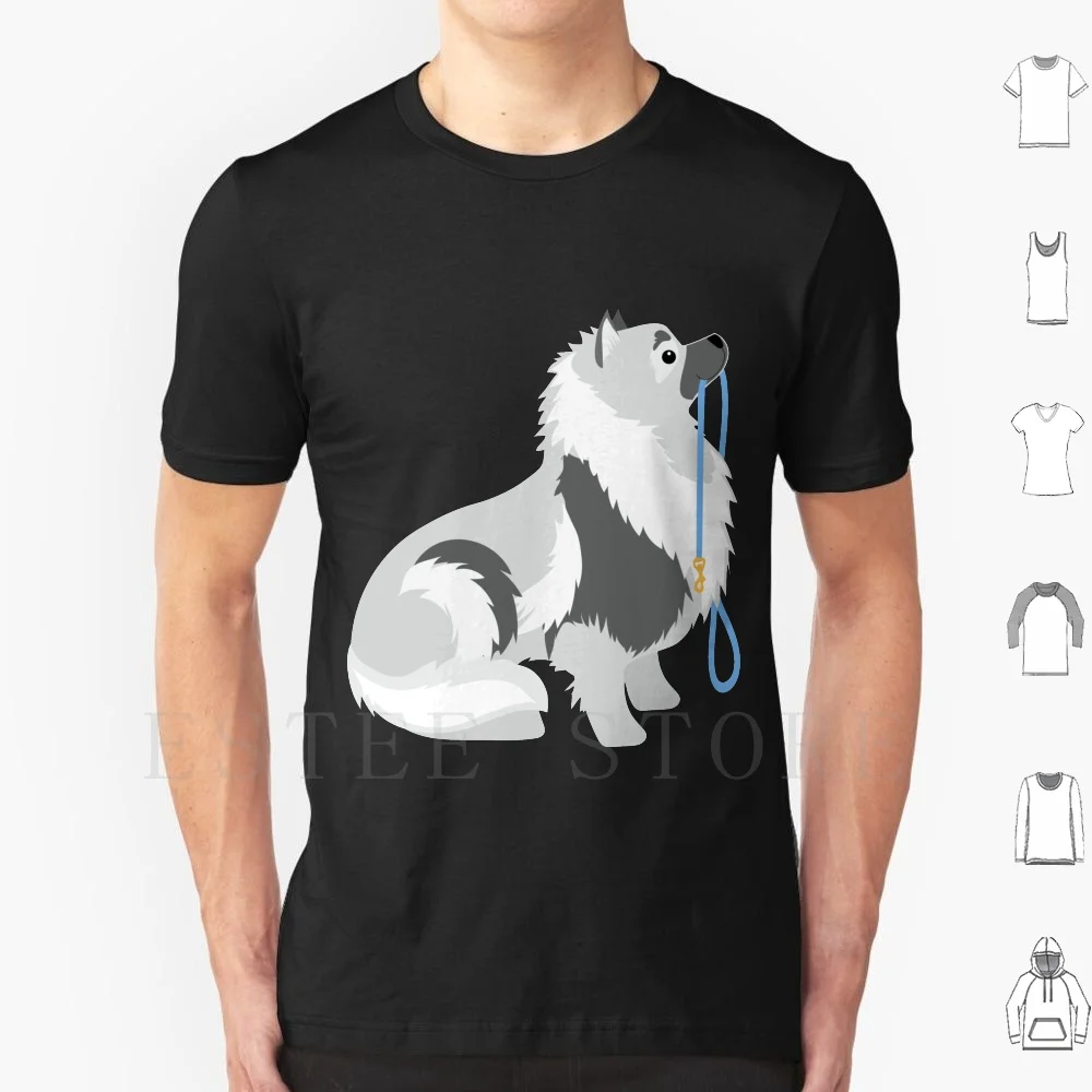 Keeshond Leash T Shirt Men Cotton 6xl Keeshond Dog Animal Leash Breed Puppy Pet Canine Purebred Cartoon Head Nose Ears Tail Sit