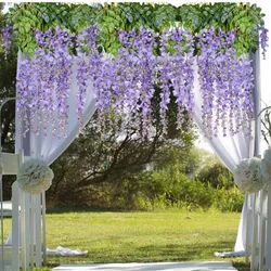 12 Pack Silk Artificial Ivy Leaves Wisteria flower Garlands Hanging for Home Kitchen Garden Office Party Wedding Wall Decoration