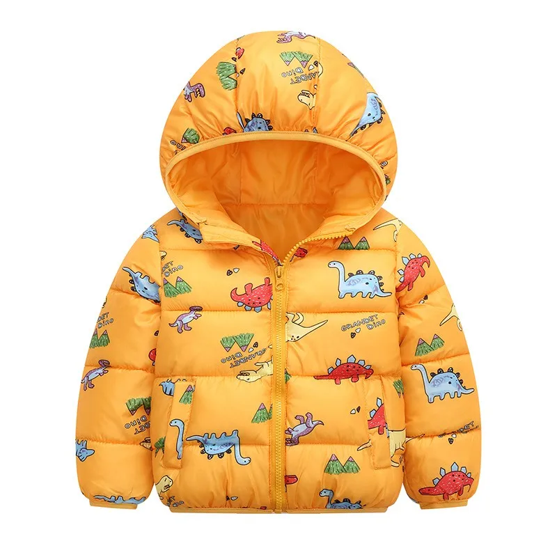 Roaring Style: Children\'s Winter Dinosaur Hooded Coat - Cartoon Down Jacket with a Fashionable Twist