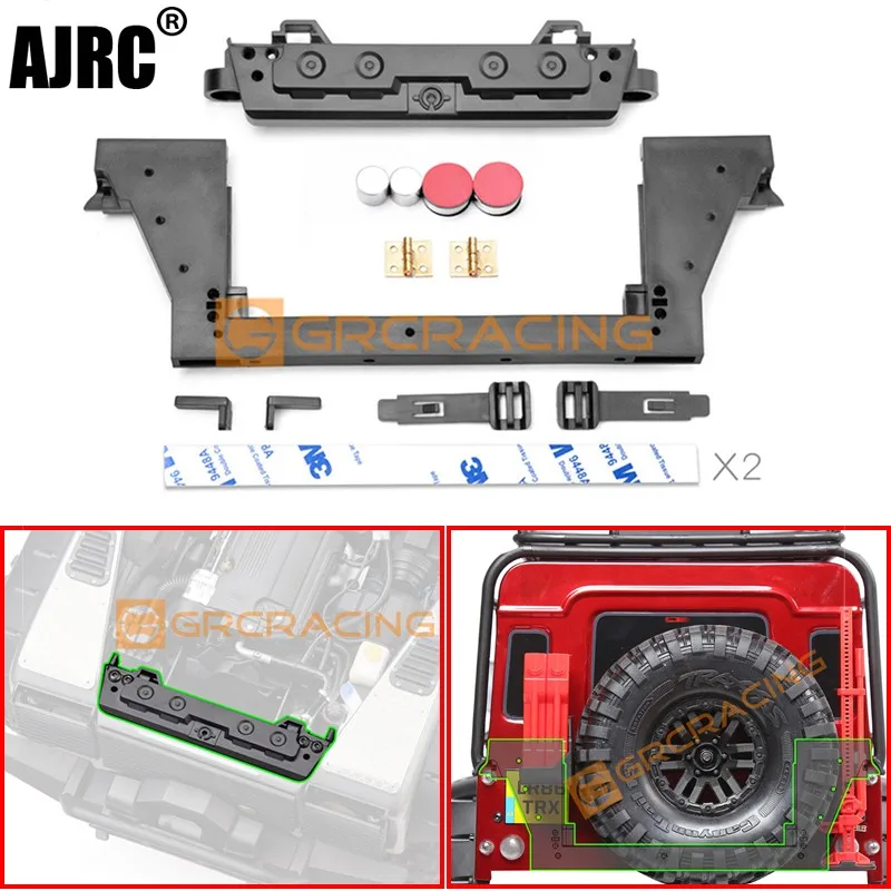 

For 1/10 Rc Car Trax Trx-4 Defender Front And Rear Magnetic Car Shell Pillars Hidden Installation, Hood Can Be Opened Trx4 G156c