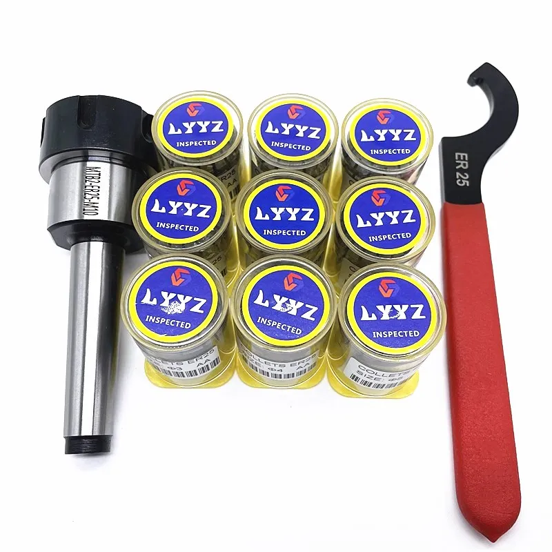 ER25 9PCS High precision 0.008 spring collet +1PCS MT2 or MT3 or MT4 ER25 Morse tool holder  + 1PCS ER25 wrench