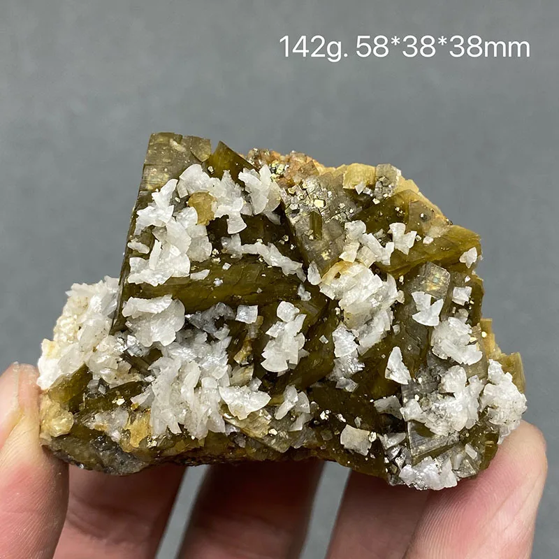 100% natural siderite and muscovite chalcopyrite symbiotic crystal rough stone gem specimen