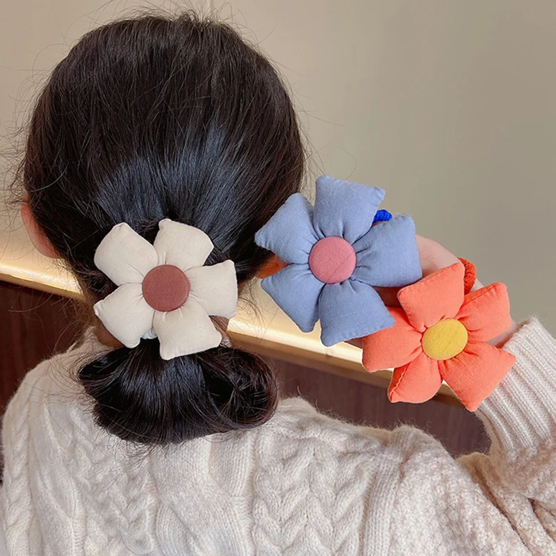 

New Children Elastic Hair Bands Cute Flowers Bow Hair Bands Headwear Kids Hair Ties Girls Cute Simple Hairbands Hair Accessories