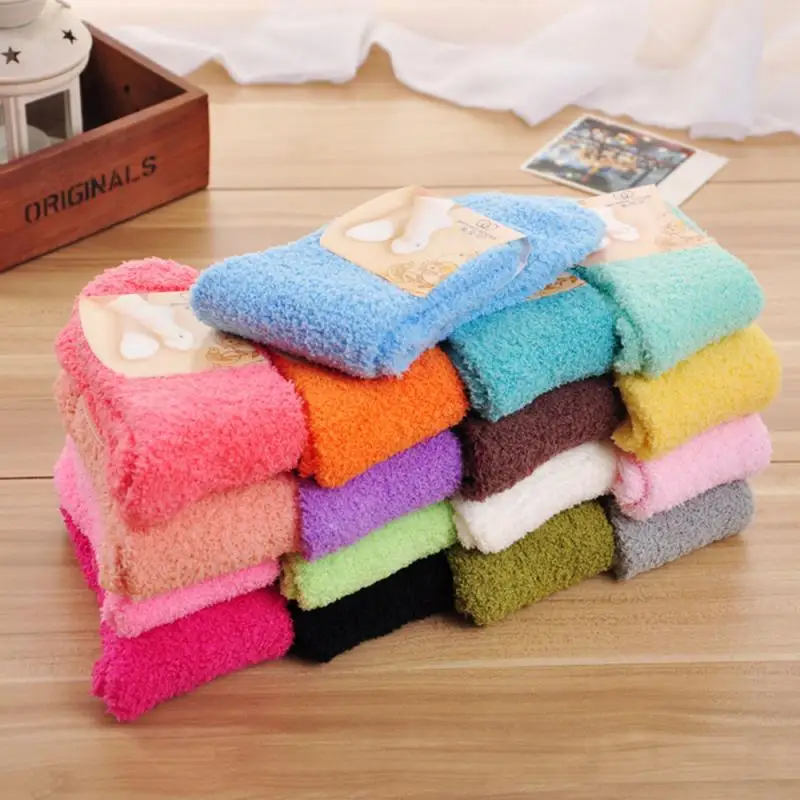 Candy Farbe Warme Plüsch Socken Weibliche Korallen Fleece Socken Boden Schlafen Socken frauen Socken Mädchen Socken Weichen, Flauschigen Warme socken