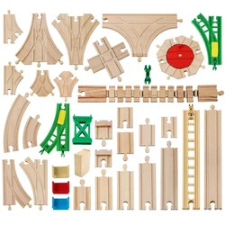 All Kinds Wooden Railway Train Track Accessories Beech Wooden Tracks Bridge Parts Fit Biro Brand Wooden Track Toys for Kids Gift