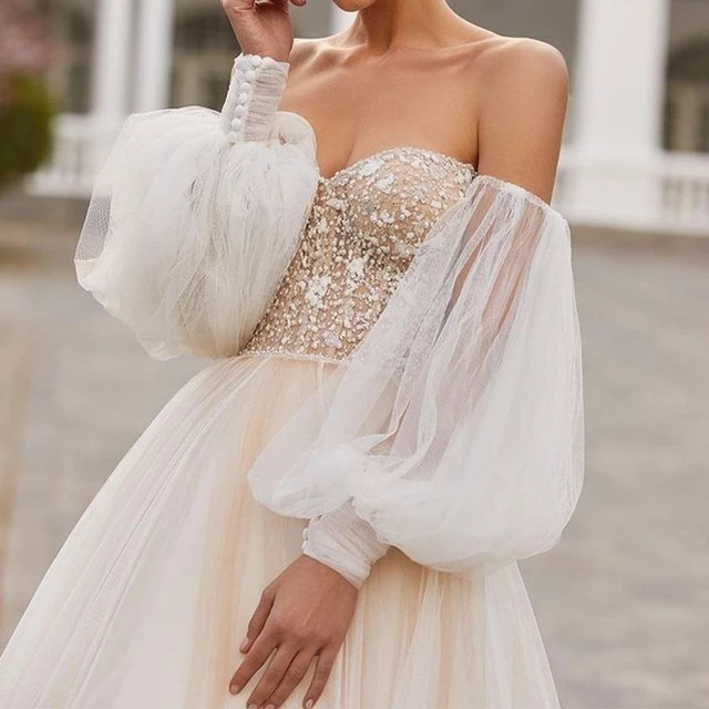 Removable Puffy Bridal Sleeves with Cape Detachable Bridal Bicep Long Sleeves Soft Tulle for Elegant Wedding Accessories Gloves