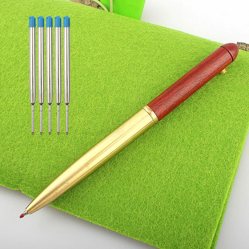 A set of promotional gifts natural wooden ballpoint pen maple set calligraphy wooden pen bag Refill set