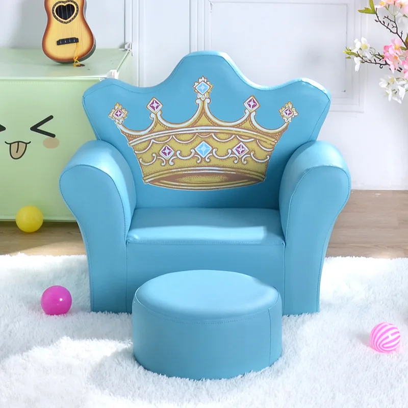 K-STAR-sofá pequeño con forma de corona para niños, mueble con taburete, pantalla de seda, envío directo, 2024