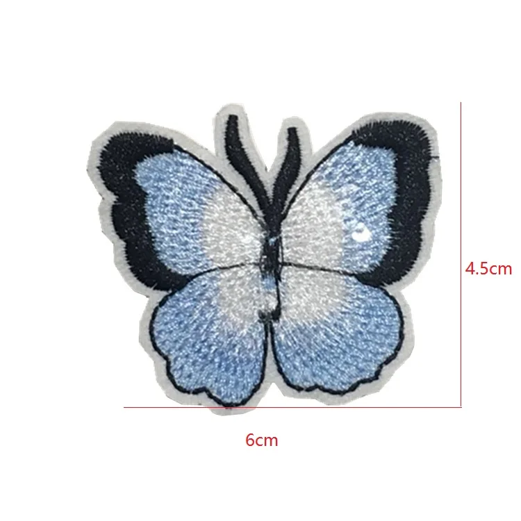 Pegatinas de tela de mariposa bordadas con lentejuelas de 5 piezas, accesorios de decoración de ropa DIY, pegatinas de parche