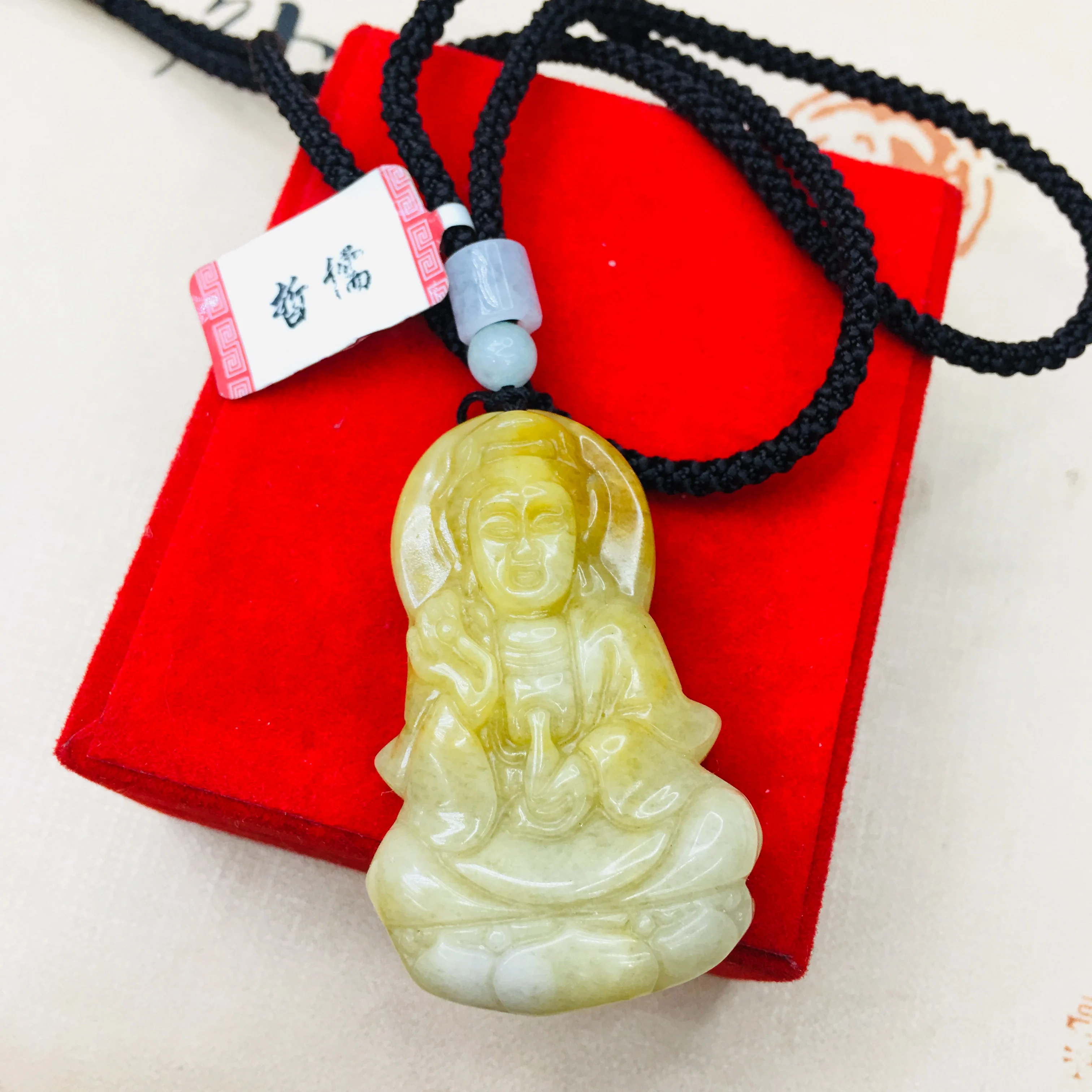 Pure natural topaz handmade large two-tone stereo Guanyin pendant with three-color bead necklace men and women sweater chain