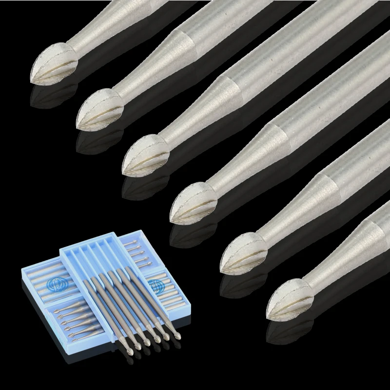 

6pcs 2.35mm Shank 1.0-2.3mm Peach Type Precision Tungsten Carbide Rotary Burrs Milling Cutter Engraving Tool Carving Knife