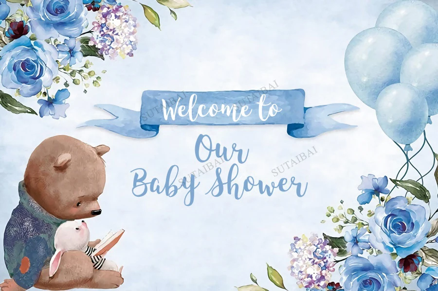 Baby Shower Bluey Beautiful Bear Photograph Wallpaper Backdrop for Photo Background Photography Studio Photophones for Photos