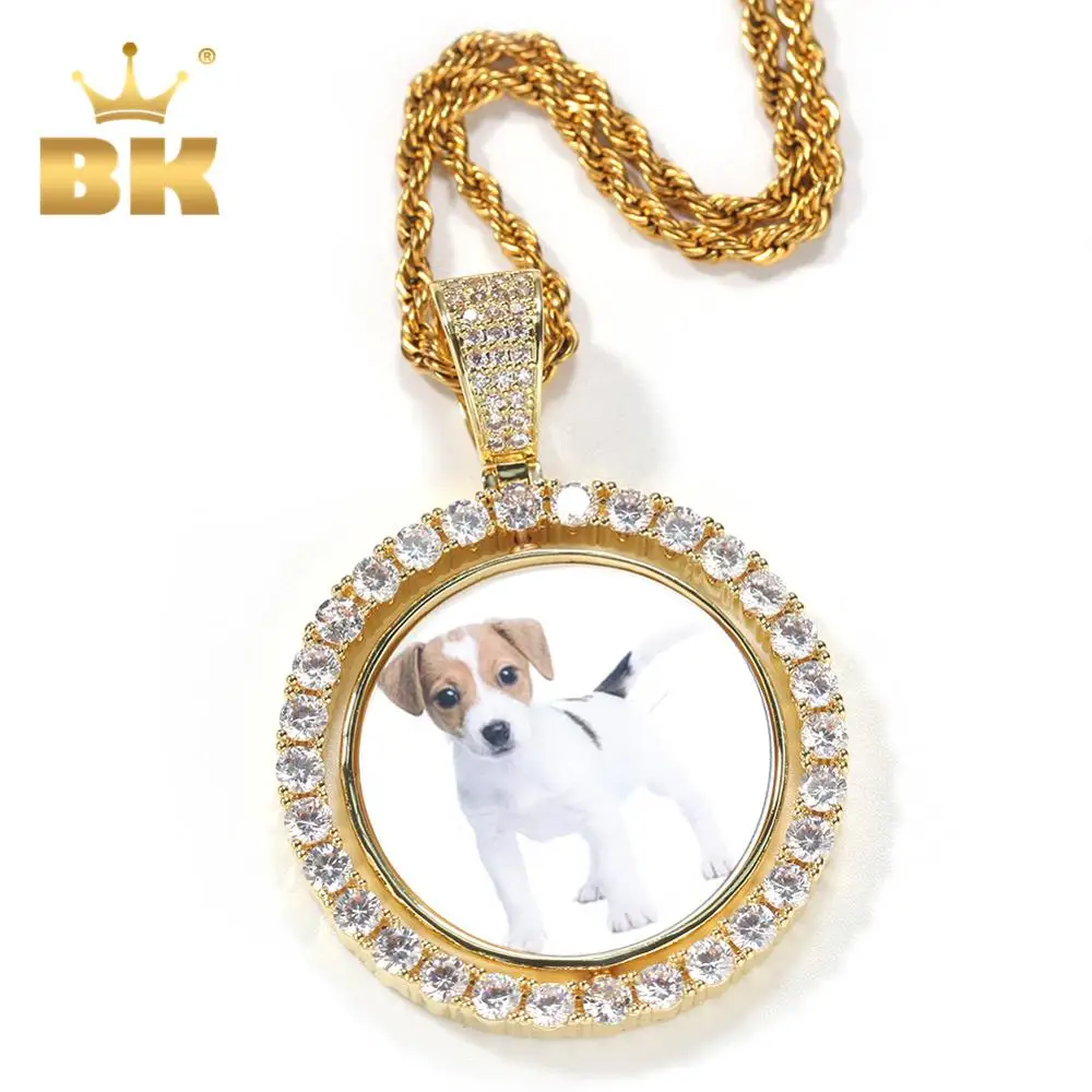 The Bling King DIY Spin Photo Round Pendant Necklace Support 2pcs Pictures Memory  Medallions Gifts Hophop  Jewelry