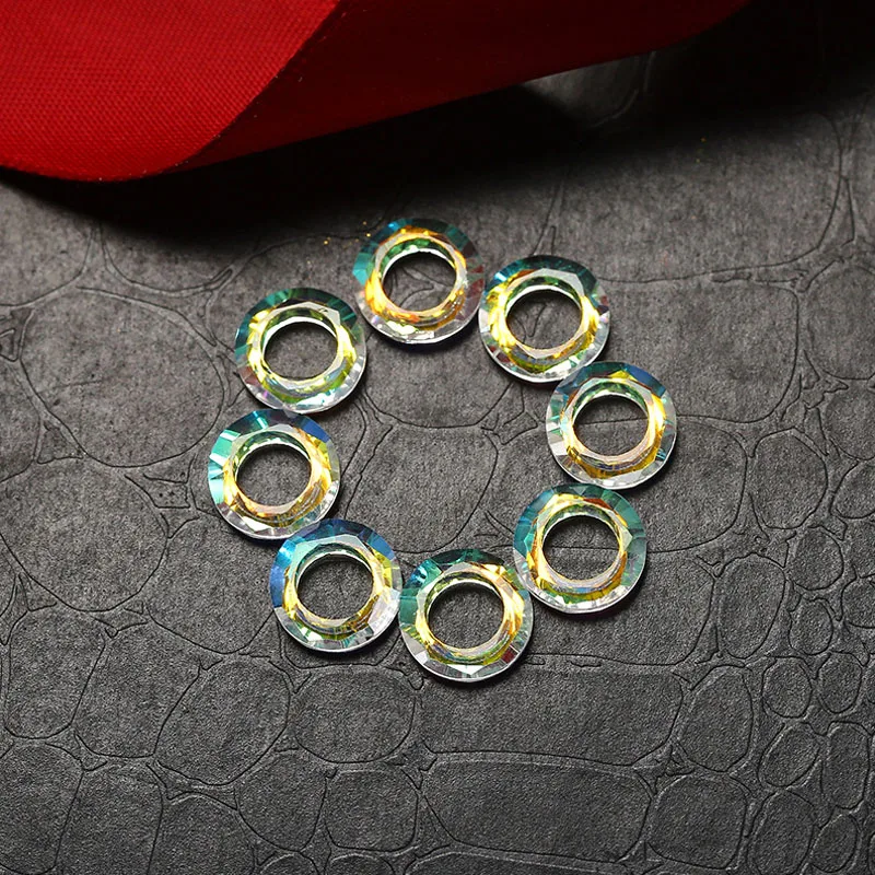 Yanqi 8/10/14mm Cosmic Ring Crystal Beads Crystal AB Austria Faceted Glass Beads For Jewelry Making Earrings Nail Rhinestone