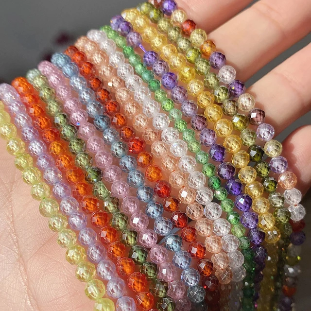 2 3 4mm Faceted Cubic Zirconia Rhinestone Beads Multicolor Zircon Round Loose Beads For Jewelry Making Beadwork DIY Bracelet