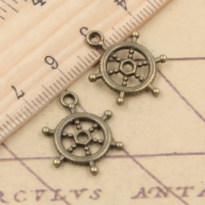 20pcs Charms Ships Wheel Helm Rudder 20x15mm Tibetan Bronze Silver Color Pendants Antique Jewelry Making DIY Handmade Craft