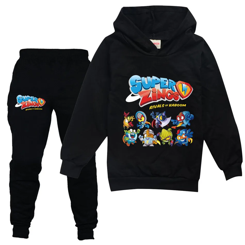 2-13Y Children Long Sleeve T-Shirt Black Pants 2Pcs Set Anime Super Zings Print Boys Girl Tracksuit Superzings Kids Baby Clothes