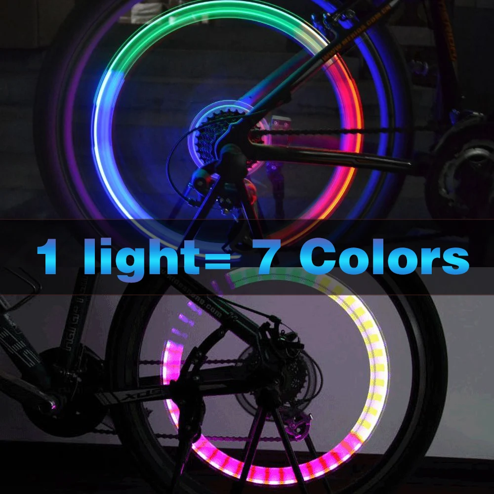 2PCS Bicycle Light Tire Valve Cap Bicycle Flash Light Mountain Road Bike Cycling Tyre Wheel Lights Neon Lamp Cover Wheel