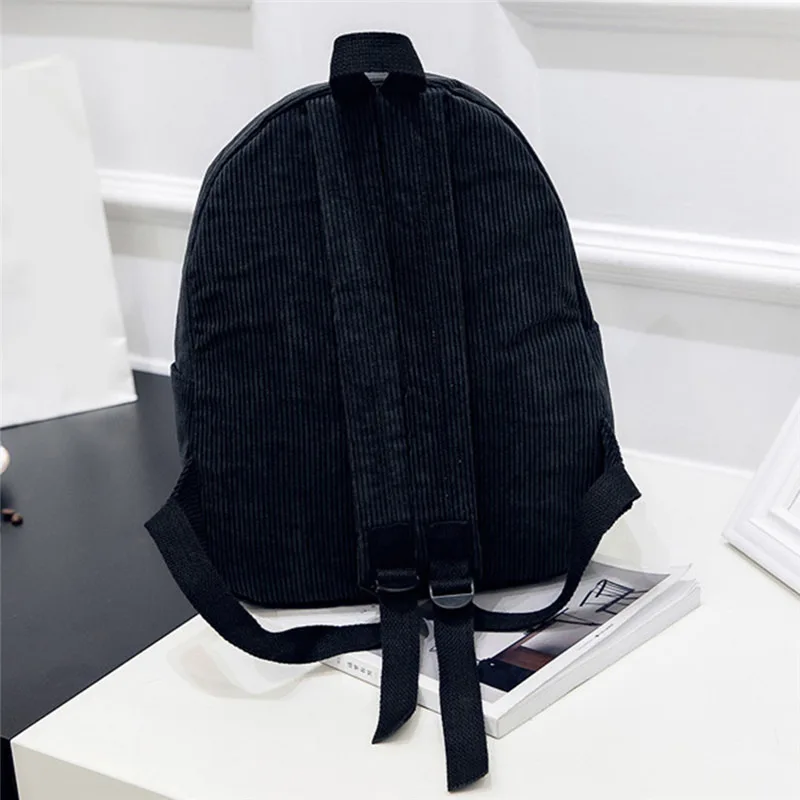 Style Soft Fabric Backpack Female Corduroy Design School Backpack For Teenage Girls Striped Backpack Women Velvet Screen