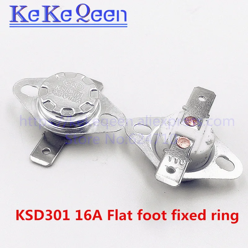 KSD301 250V 16A 260Degc Temperature switch Normally closed Flat foot Fixed ring 140 165 175 180 190 195 200 210 220 230 240 250C