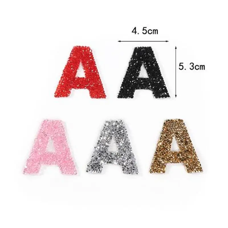 26 English Rhinestone Letter Patches Set T Shirt Stickers Iron On patch for bag shoe Stripes On Clothes Diy Fabric Stickers