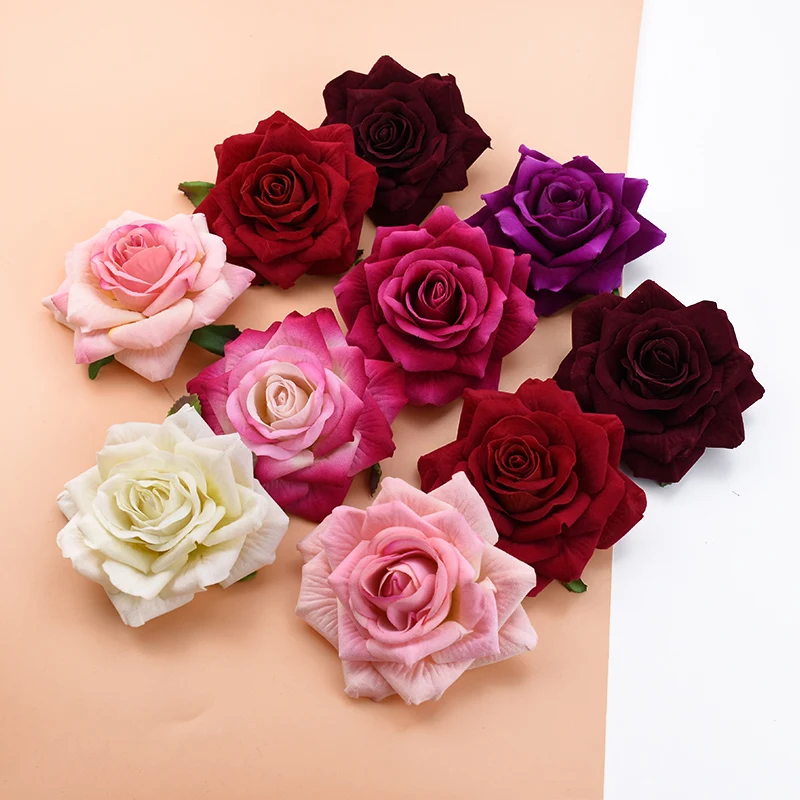 10Pcs 10CM Roses Head Wedding Decorative Plants Wall Diy Christmas Decorations for Home Bride Brooch Artificial Flowers Cheap