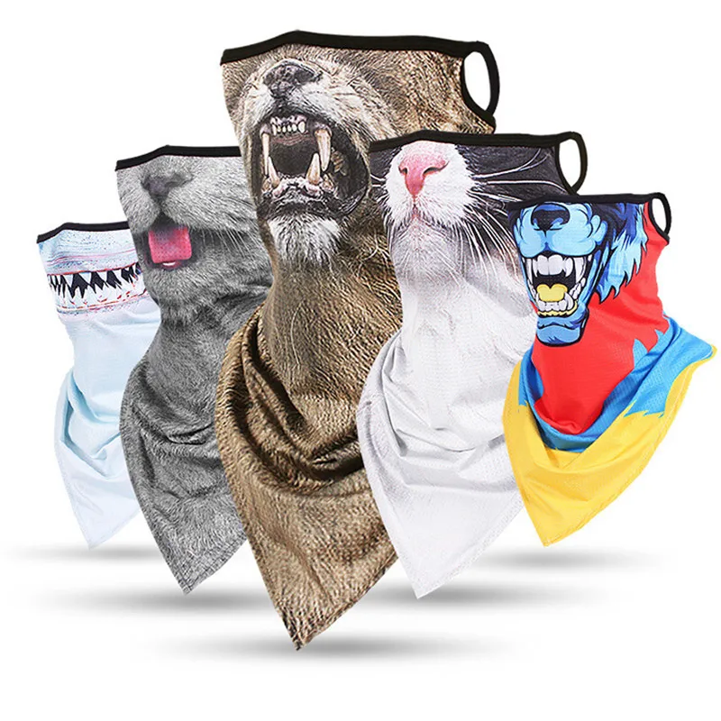 Moto Balaclava Biker Hiking Scarves Riding Breathable Towel Cycling Animal Half Face Mask Fishing Bandana Headear Bboy Scarf