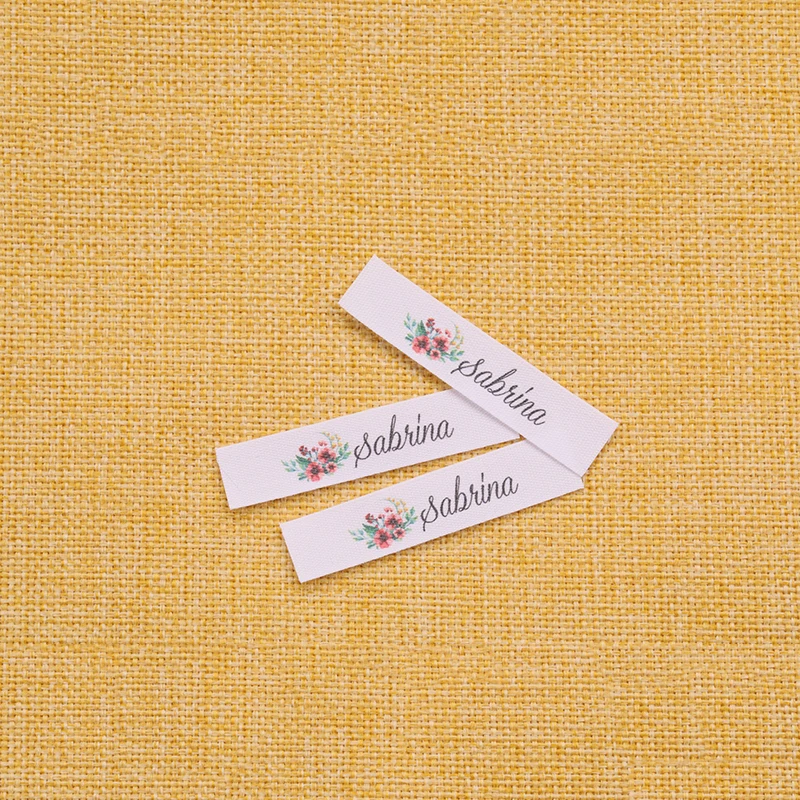 500 pcs Custom Clothing Labels - Personalized Brand Organic Cotton Ribbon Labels 12mmx60mm Logo or Text Sewing DIY Labels