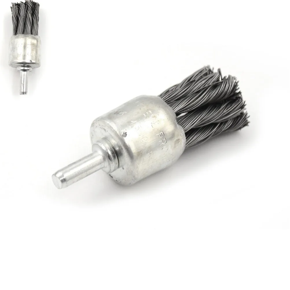  Stainless Steel 6mm Shank 20 25mm Dia Knot Type Pen Shape Crimped Wire End Brush For Die Grinder Power Drill High Quality 1PC