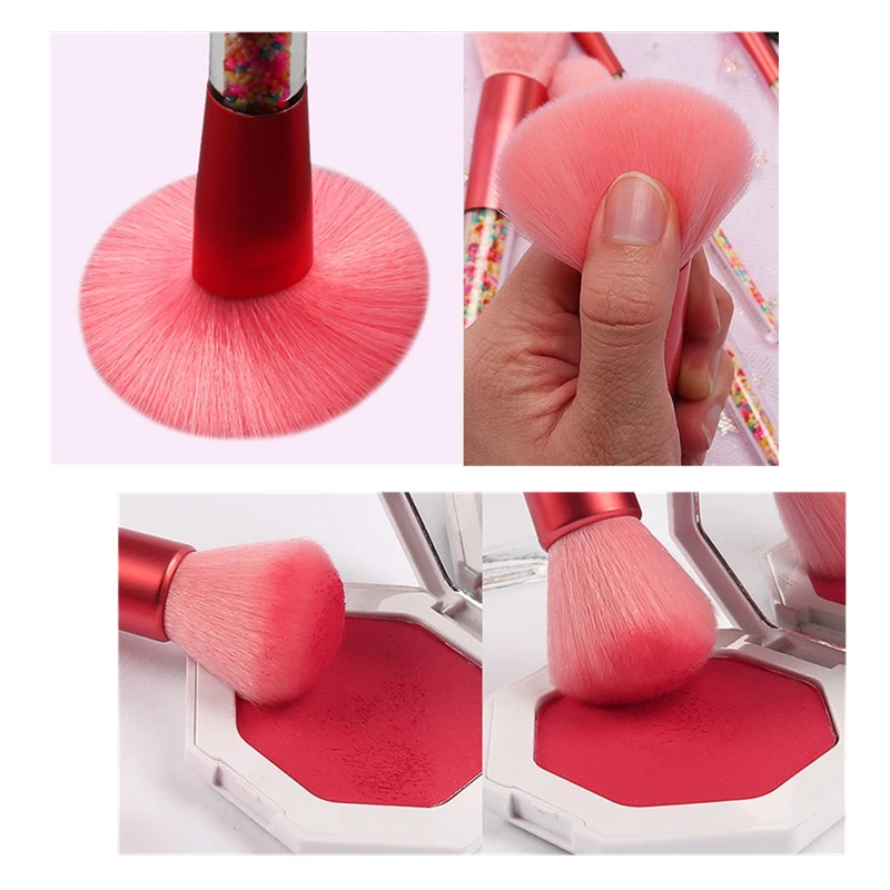 Conjunto de escovas de maquiagem de doces escova de cosméticos fundação em pó blush highlighter corretivo sombra mistura rosa vermelho compõem ferramentas