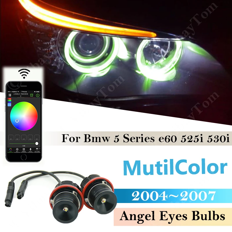 

For BMW 5 Series e60 525i 525xi 530i 530xi 545i 550i E87 E39 E61 E63 RGB LED Headlight Angel Eyes Bulbs Car Accessories Wireless