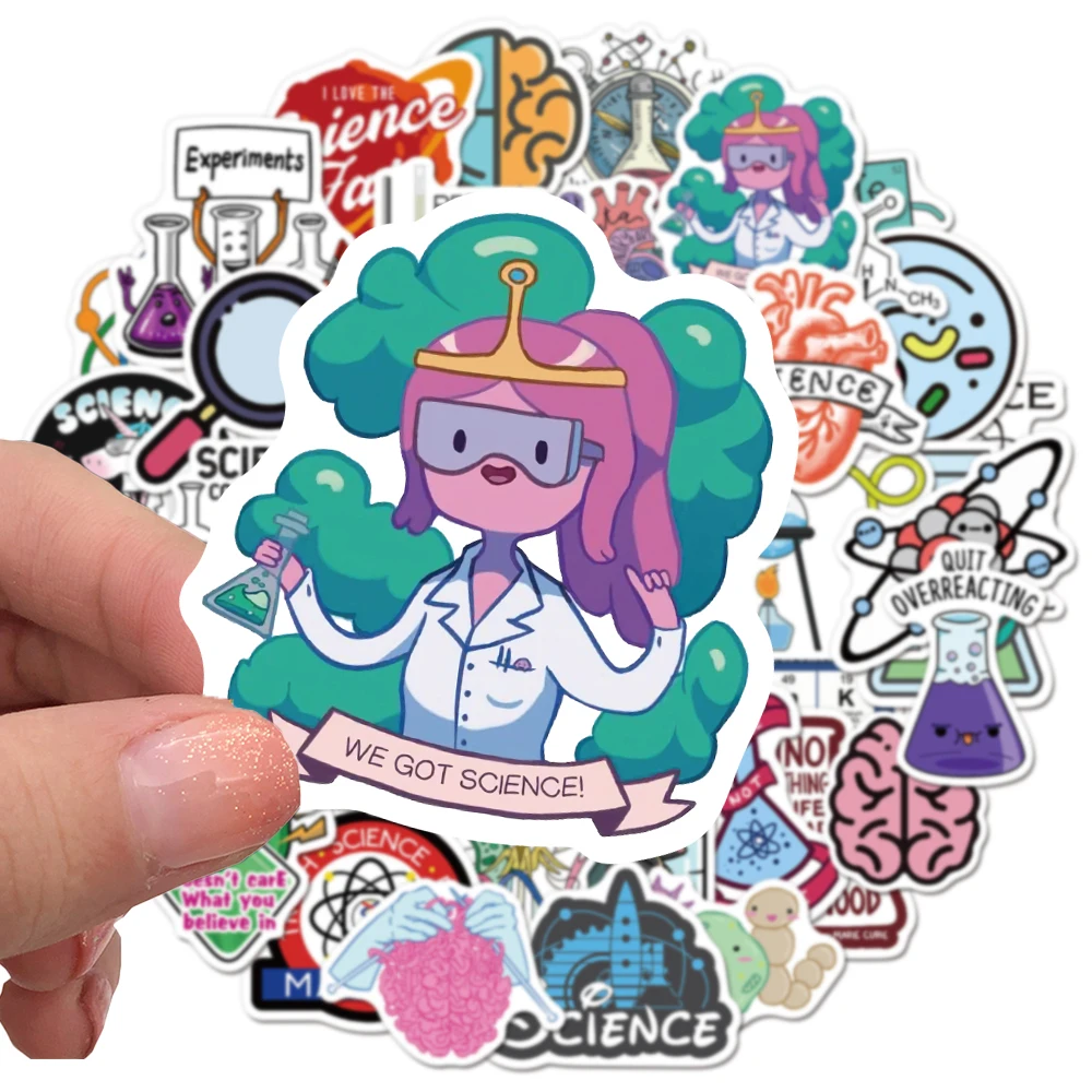 50 Pcs Physical Chemistry Laboratory Stickers Graffiti For Laptop Luggage Skateboard Waterproof Sticker Science Course Toys