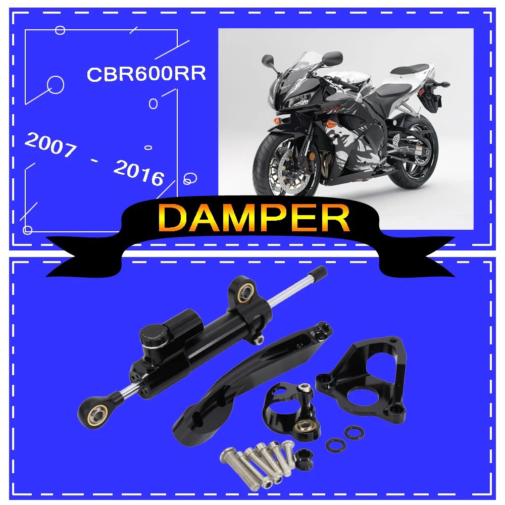 2007-2016 Voor Honda CBR600RR CBR 600 RR CBR 600RR Motorfiets Fiber Carbon Stuurdemper Stabilizer Veiligheid Controle Beugel